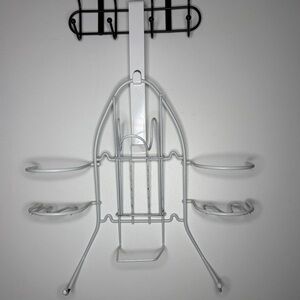 White Metal Over the Door Iron and Ironing Board Holder